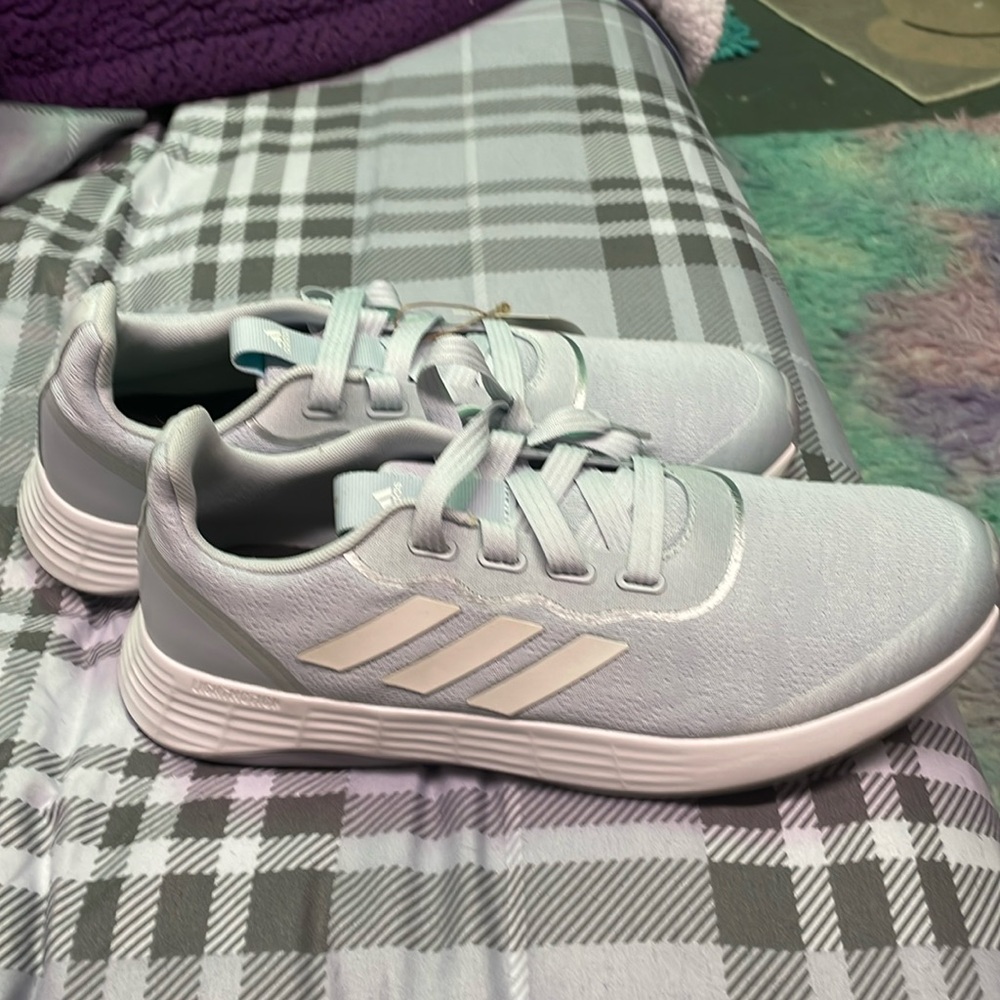 ADIDAS QT RACER SPORT SNEAKERS WOMENS Halo Blue/White/Halo Silver size 10